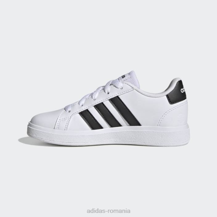 Adidas grand court lifestyle tenis pantofi cu șireturi negru fierbinte copii alb negru 2JBN17617