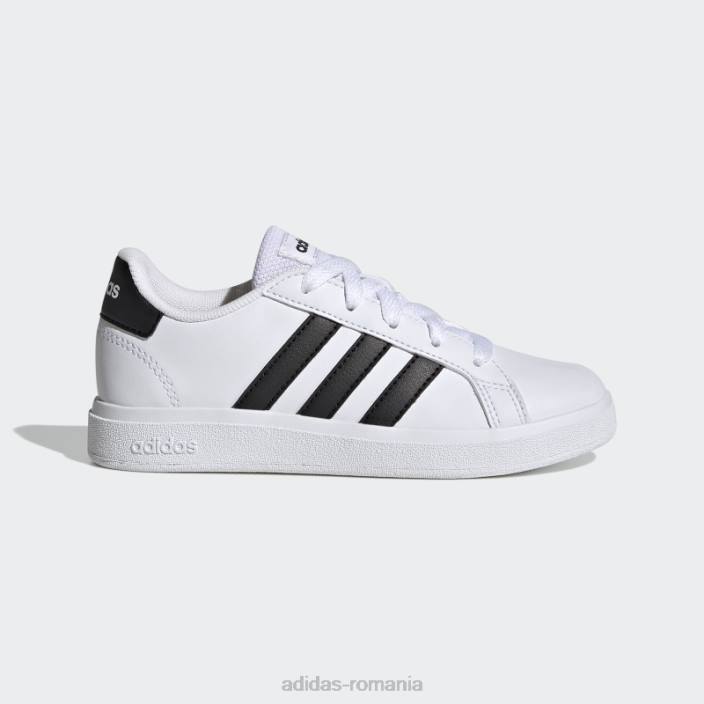 Adidas grand court lifestyle tenis pantofi cu sireturi moda neagra copii alb negru 2JBN11416