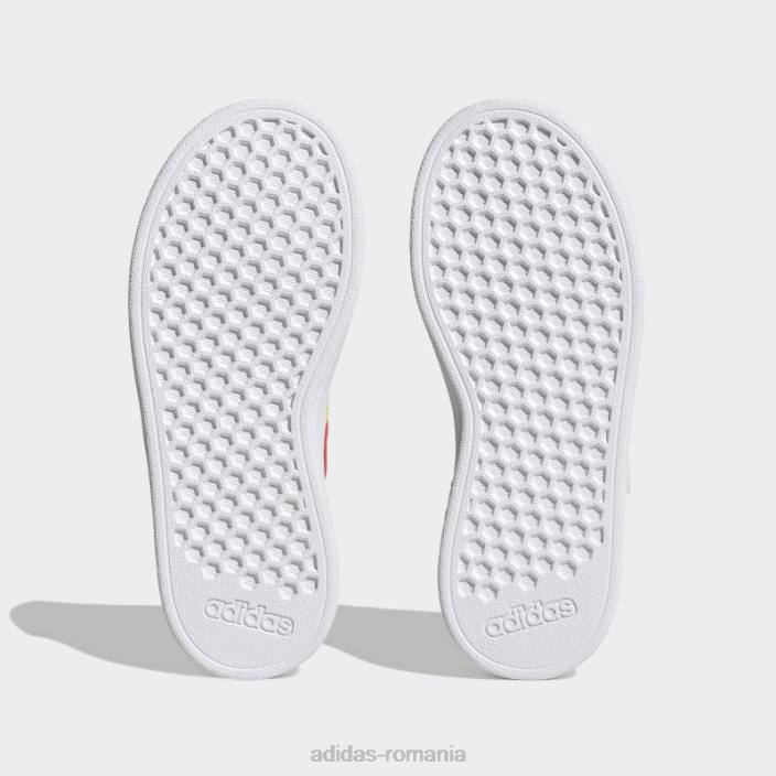 Adidas grand court stil de viață sustenabil court dantelă elastică și pantofi cu curea superioară portocaliu îndrăzneț copii alb/portocaliu îndrăzneț/galben 2JBN11134