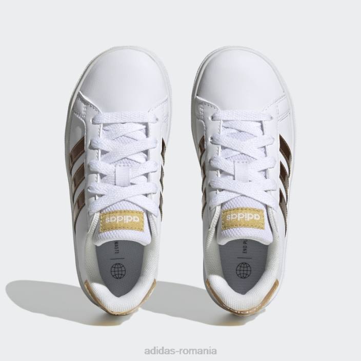 Adidas grand court sustainable dantela pantofi albi copii aur alb/mat 2JBN11294