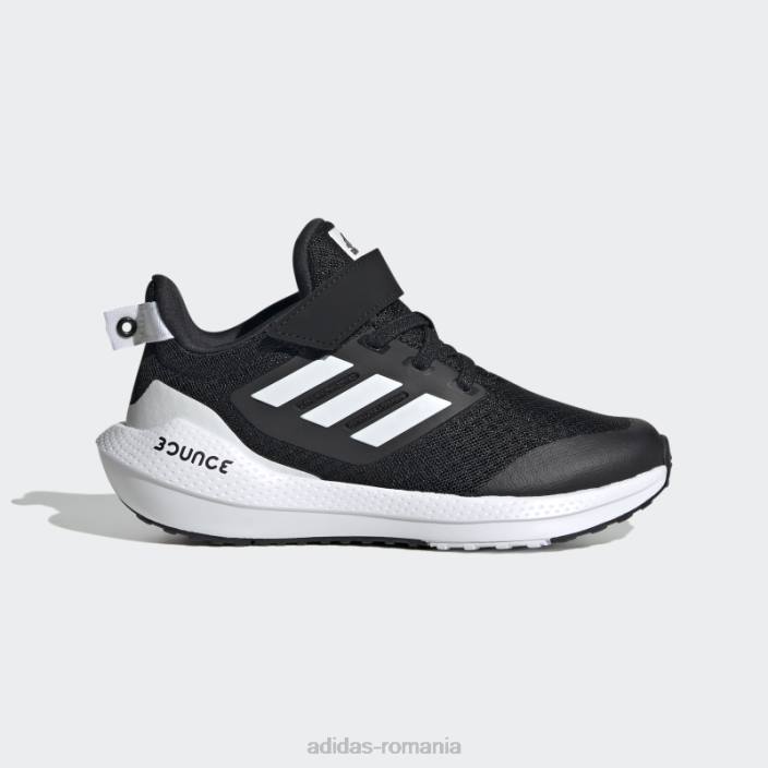 Adidas negru eq21 run 2.0 bounce sport alergare dantelă elastică cu pantofi cu curea superioară copii alb negru 2JBN3599