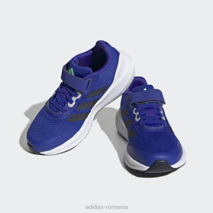 Adidas pantofi albaștri runfalcon 3.0 cu dantelă elastică copii albastru/cerneală/alb 2JBN17939