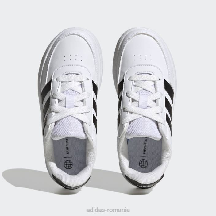 Adidas pantofi albi breaknet lifestyle din dantela curte copii alb negru 2JBN3502