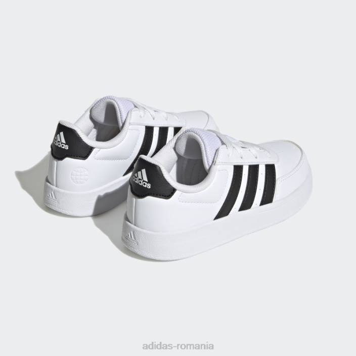 Adidas pantofi albi breaknet lifestyle din dantela curte copii alb negru 2JBN3502