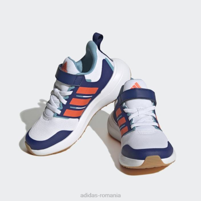 Adidas pantofi albi cu curea de sus cu dantela elastica fortarun 2.0 cloudfoam copii alb/rosu/albastru victorie 2JBN17855