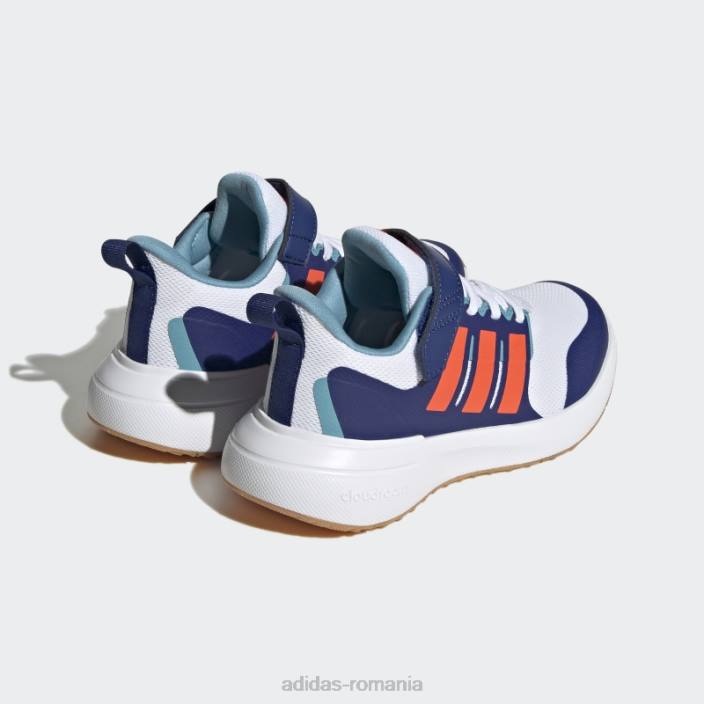 Adidas pantofi albi cu curea de sus cu dantela elastica fortarun 2.0 cloudfoam copii alb/rosu/albastru victorie 2JBN17855