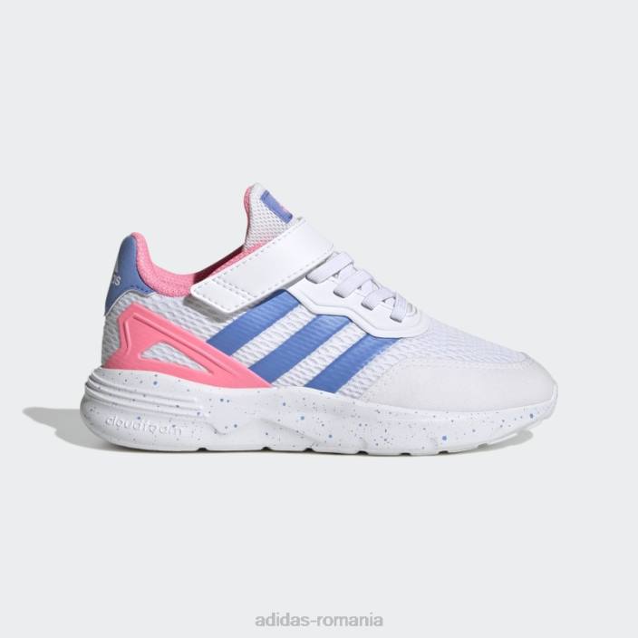 Adidas pantofi albi cu curea din dantelă elastică nebzed copii alb/albastru/roz fascicul 2JBN17998