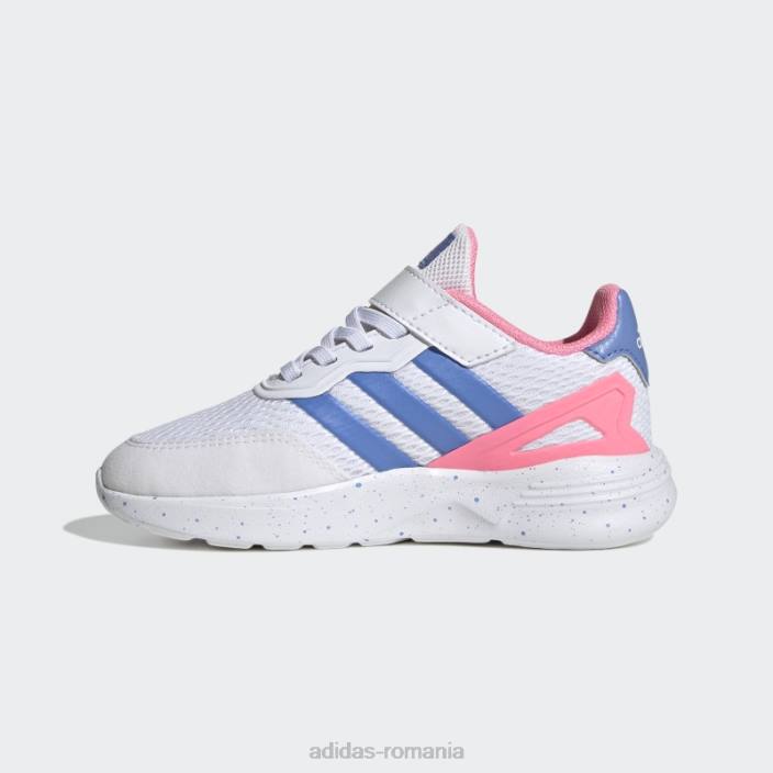 Adidas pantofi albi cu curea din dantelă elastică nebzed copii alb/albastru/roz fascicul 2JBN17998