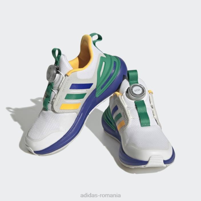 Adidas pantofi albi cu inchidere boa rapidasport bounce copii alb/albastru/verde curte 2JBN18004