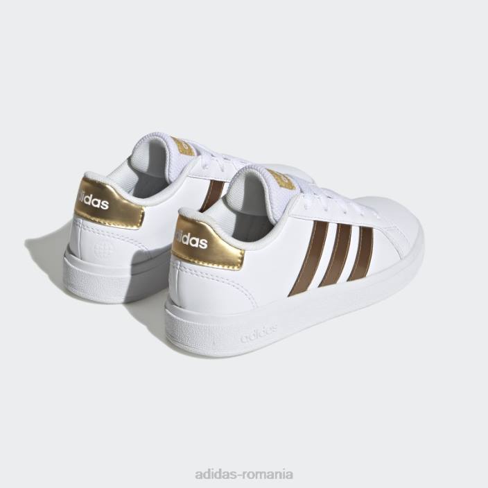 Adidas pantofi albi din dantelă sustenabil Grand Court copii aur alb/mat 2JBN17975