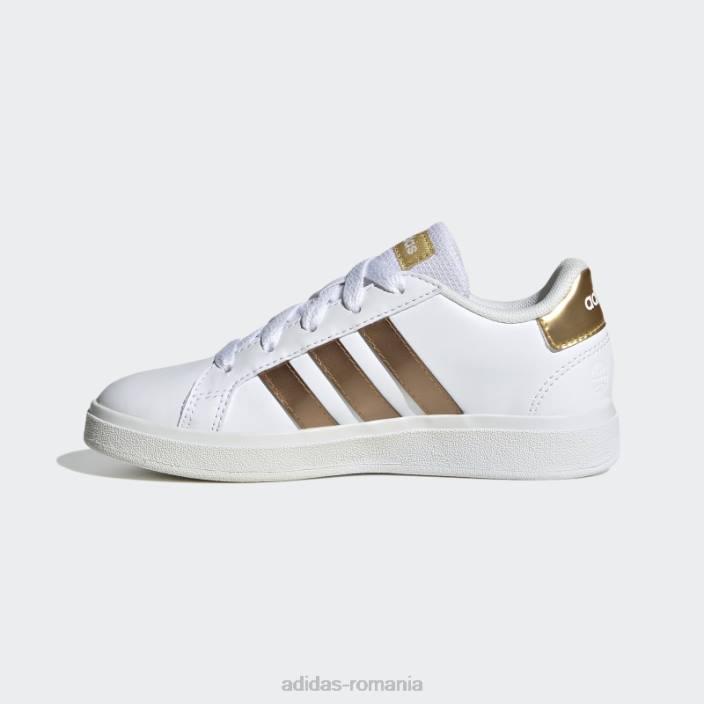 Adidas pantofi albi din dantelă sustenabil Grand Court copii aur alb/mat 2JBN17975