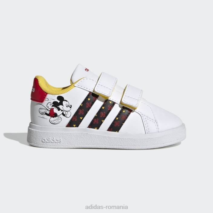Adidas pantofi cu cârlig și buclă alb x disney grand court mickey copii alb/negru/stacojiu 2JBN11198