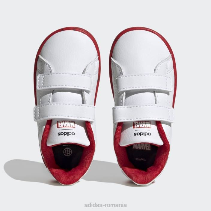 Adidas pantofi cu cârlig și buclă alb x marvel avantaj spider-man fierbinte copii alb/stacojiu 2JBN11434