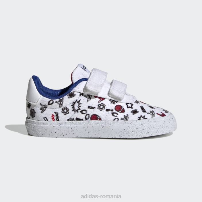 Adidas pantofi cu cârlig și buclă alb x marvel vulcraid3r spider-man copii alb/stacojiu 2JBN17732