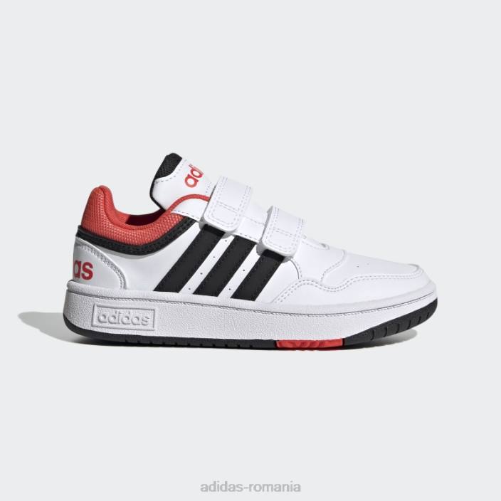 Adidas pantofi cu cârlig și buclă de baschet stil de viață alb hoops adidas copii alb/negru/rosu 2JBN17667