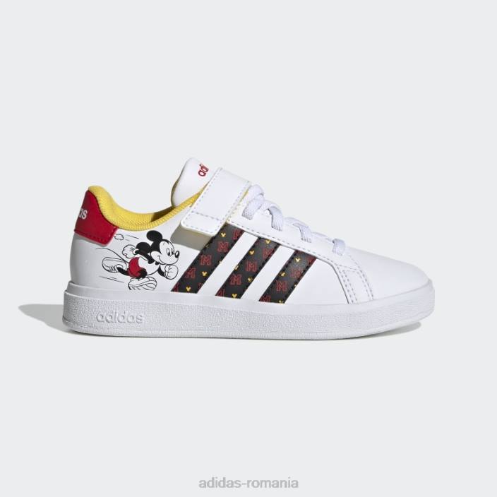 Adidas pantofi cu cârlig și buclă de mickey x disney grand court fashion alb copii alb/negru/stacojiu 2JBN11164