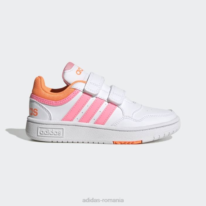 Adidas pantofi cu cârlig și buclă hoops lifestyle baschet roz grinzi copii alb/roz fascicul/portocaliu 2JBN17706