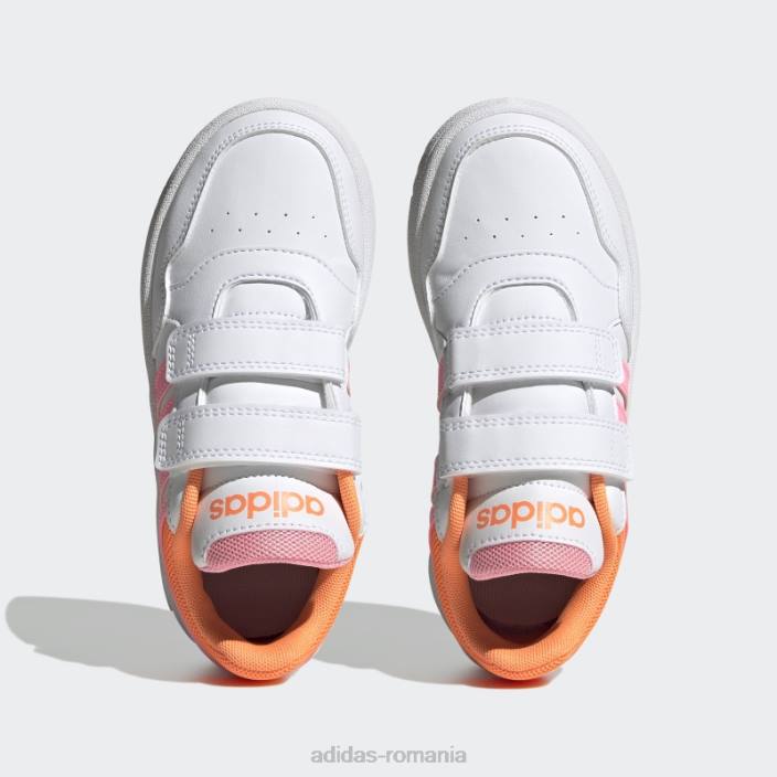 Adidas pantofi cu cârlig și buclă hoops lifestyle baschet roz grinzi copii alb/roz fascicul/portocaliu 2JBN17706