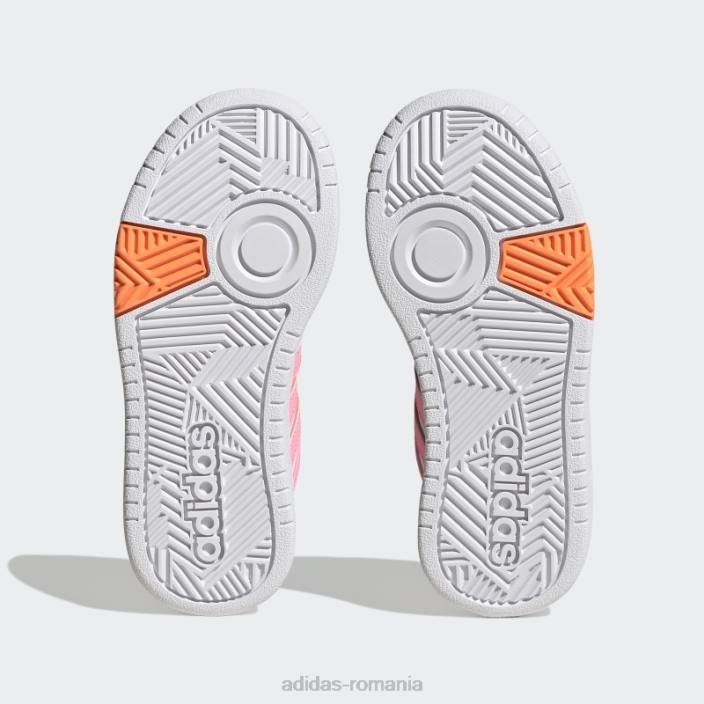 Adidas pantofi cu cârlig și buclă hoops lifestyle baschet roz grinzi copii alb/roz fascicul/portocaliu 2JBN17706