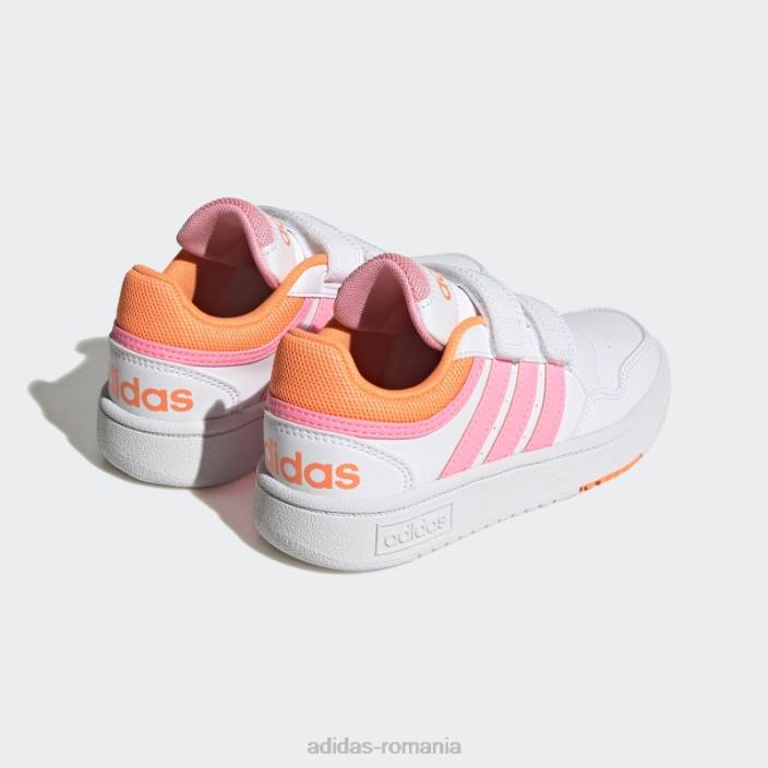 Adidas pantofi cu cârlig și buclă hoops lifestyle baschet roz grinzi copii alb/roz fascicul/portocaliu 2JBN17706