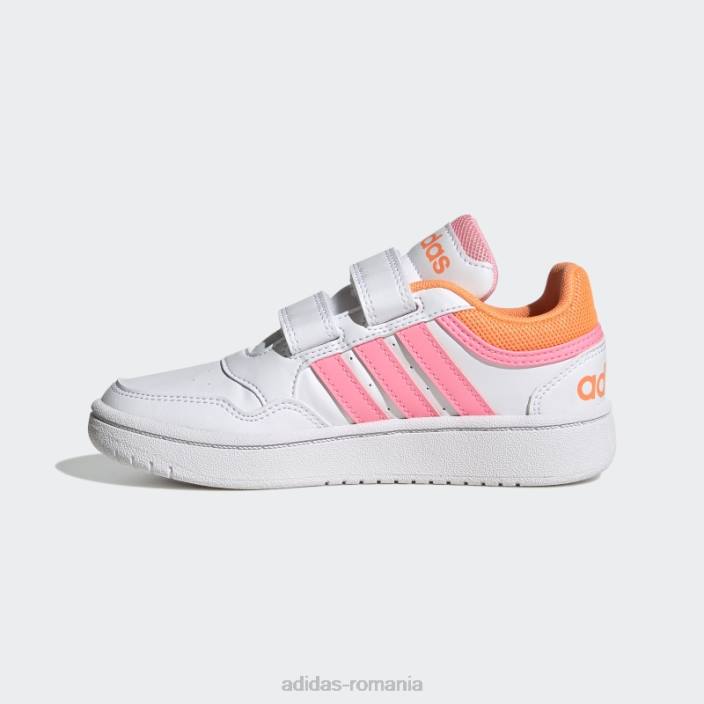 Adidas pantofi cu cârlig și buclă hoops lifestyle baschet roz grinzi copii alb/roz fascicul/portocaliu 2JBN17706
