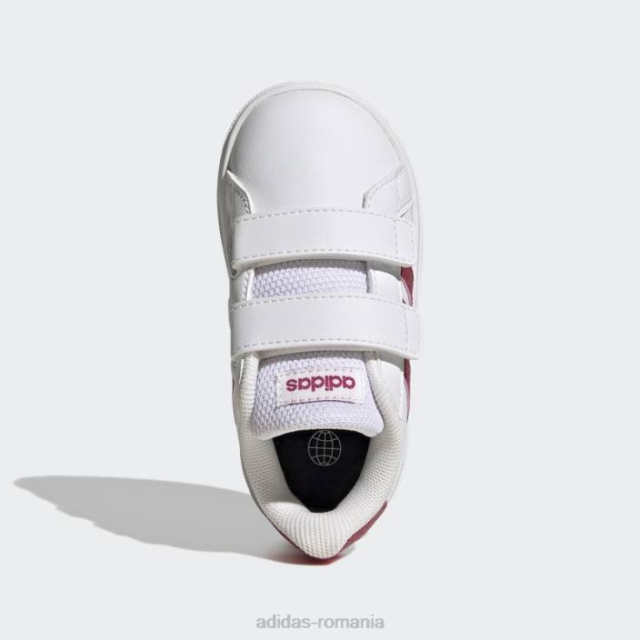 Adidas pantofi cu cârlig și buclă stil de viață grand court magenta real copii alb/magenta real 2JBN11322