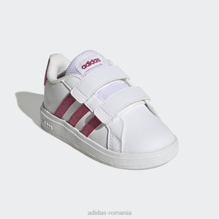 Adidas pantofi cu cârlig și buclă stil de viață grand court magenta real copii alb/magenta real 2JBN11322