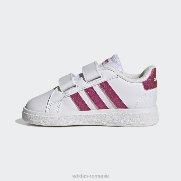 Adidas pantofi cu cârlig și buclă stil de viață grand court magenta real copii alb/magenta real 2JBN11322