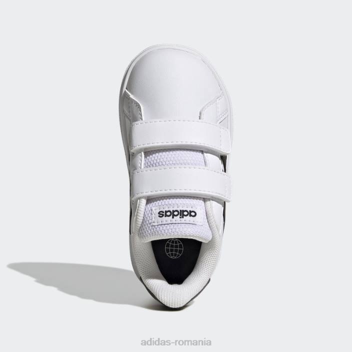 Adidas pantofi cu cârlig și buclă stil de viață grand court negri copii alb negru 2JBN11340