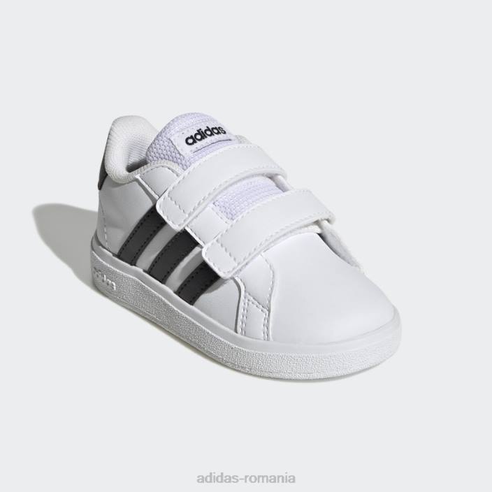 Adidas pantofi cu cârlig și buclă stil de viață grand court negri copii alb negru 2JBN11340