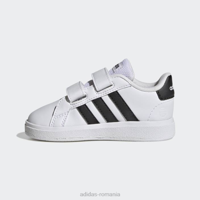Adidas pantofi cu cârlig și buclă stil de viață grand court negri copii alb negru 2JBN11340