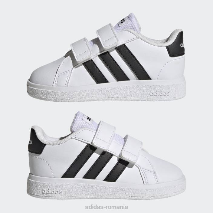 Adidas pantofi cu cârlig și buclă stil de viață grand court negri copii alb negru 2JBN11340