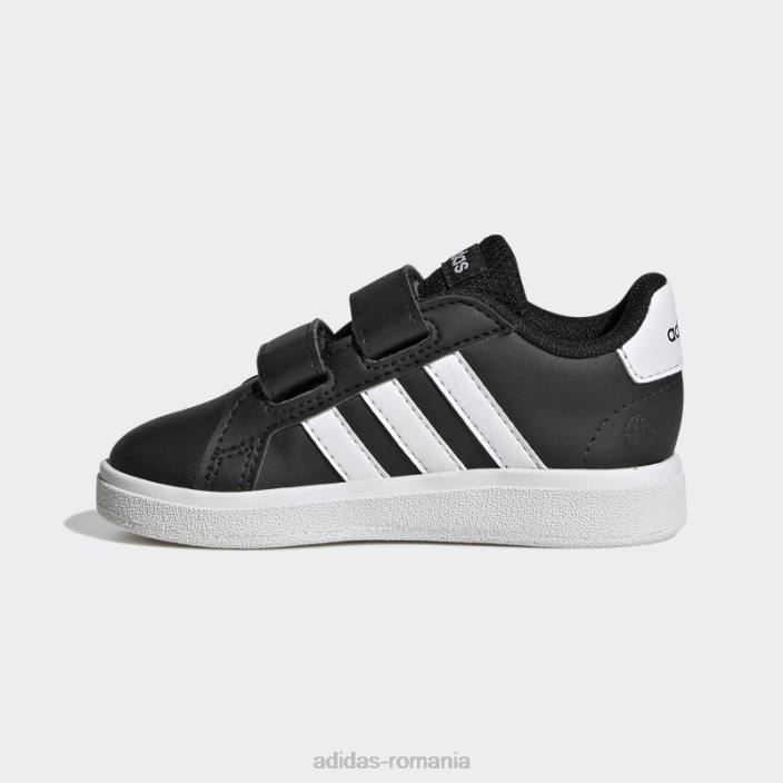 Adidas pantofi cu cârlig și buclă stil de viață grand court negri copii alb negru 2JBN17666