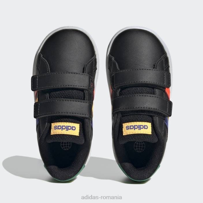 Adidas pantofi cu cârlig și buclă stil de viață grand court verde curte copii negru/albastru/verde curte 2JBN11221
