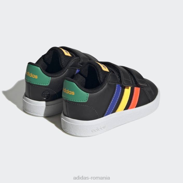 Adidas pantofi cu cârlig și buclă stil de viață grand court verde curte copii negru/albastru/verde curte 2JBN11221