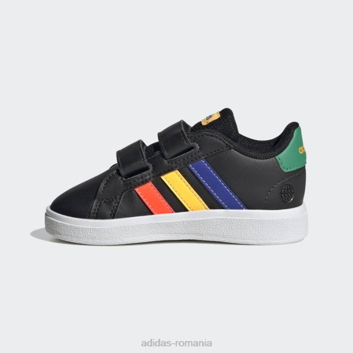 Adidas pantofi cu cârlig și buclă stil de viață grand court verde curte copii negru/albastru/verde curte 2JBN11221