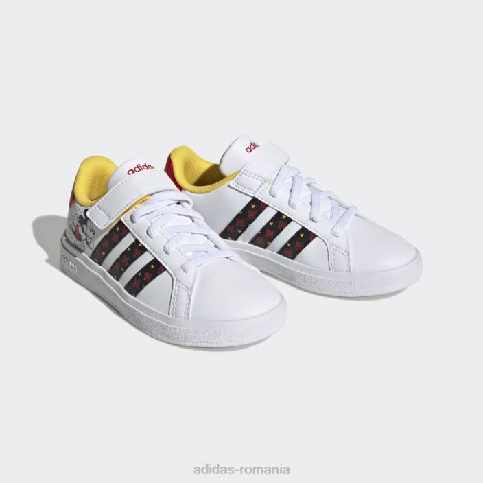 Adidas pantofi cu cârlig și buclă x disney grand court mickey alb fierbinte copii alb/negru/stacojiu 2JBN17958