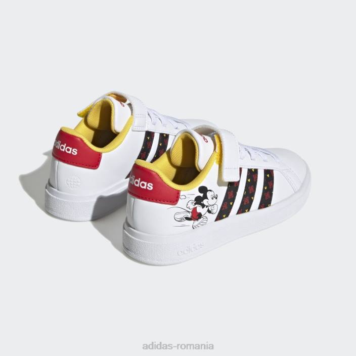 Adidas pantofi cu cârlig și buclă x disney grand court mickey alb fierbinte copii alb/negru/stacojiu 2JBN17958