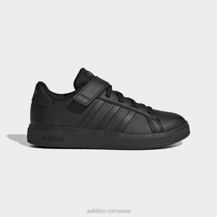 Adidas pantofi cu dantelă elastică grand Court și cu curea superioară gri copii gri inchis 2JBN17614