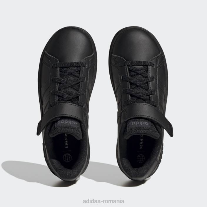 Adidas pantofi cu dantelă elastică grand Court și cu curea superioară gri copii gri inchis 2JBN17614