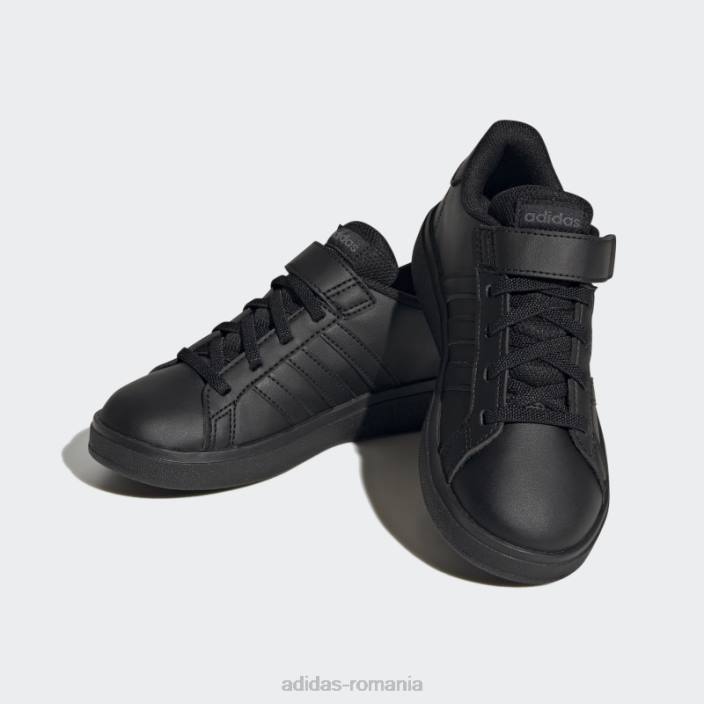 Adidas pantofi cu dantelă elastică grand Court și cu curea superioară gri copii gri inchis 2JBN17614