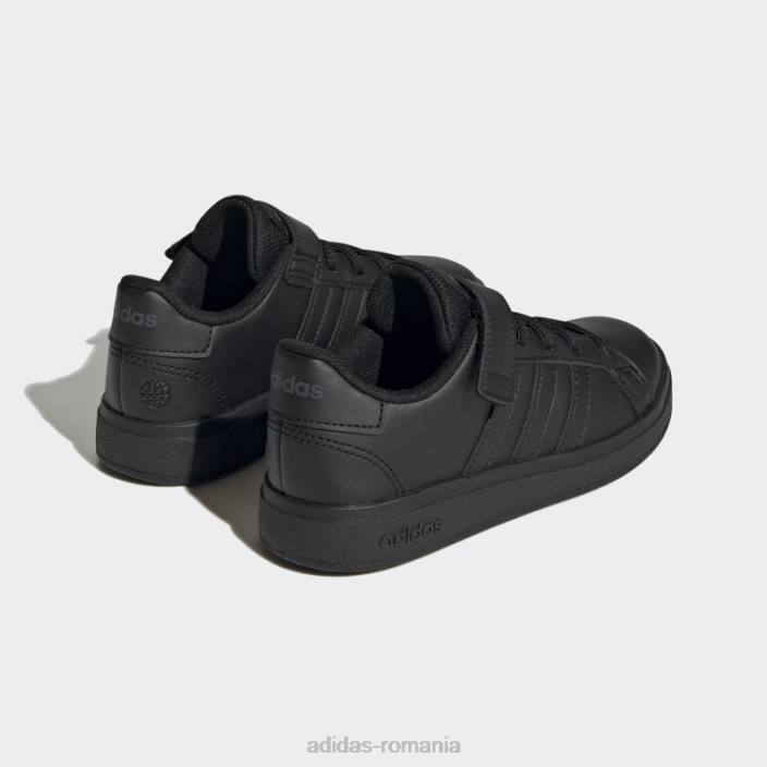 Adidas pantofi cu dantelă elastică grand Court și cu curea superioară gri copii gri inchis 2JBN17614