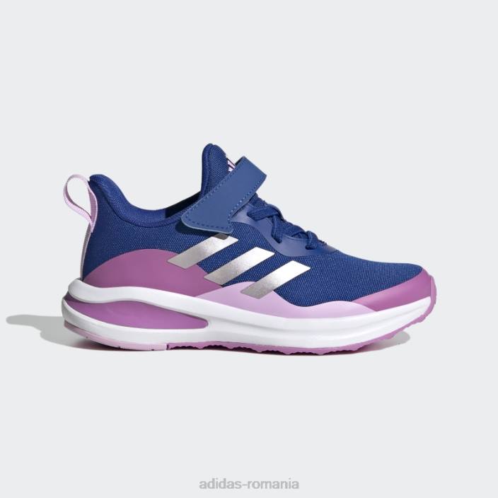 Adidas pantofi cu dantelă elastică și cu bretele în partea superioară pentru alergare sport fortarun albastru copii albastru/violet mat/liliac 2JBN11561