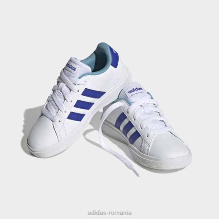 Adidas pantofi de tenis grand court lifestyle cu șireturi alb adidas copii alb/albastru 2JBN11262