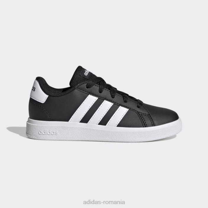 Adidas pantofi de tenis grand court lifestyle cu șireturi albi copii alb negru 2JBN17697