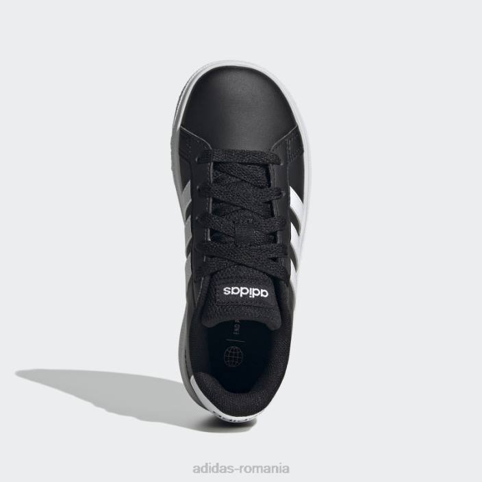 Adidas pantofi de tenis grand court lifestyle cu șireturi albi copii alb negru 2JBN17697