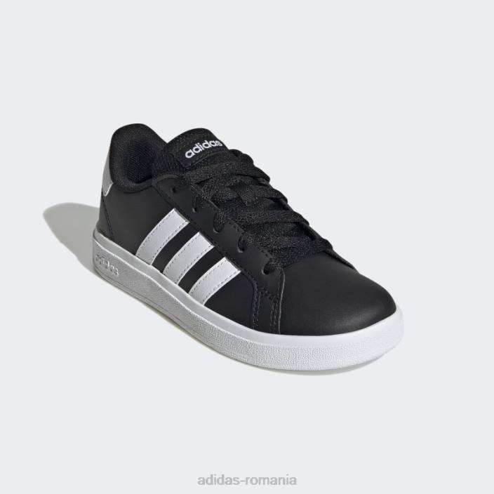 Adidas pantofi de tenis grand court lifestyle cu șireturi albi copii alb negru 2JBN17697
