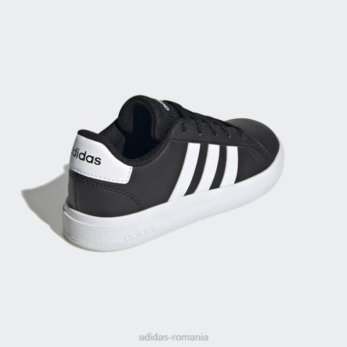 Adidas pantofi de tenis grand court lifestyle cu șireturi albi copii alb negru 2JBN17697