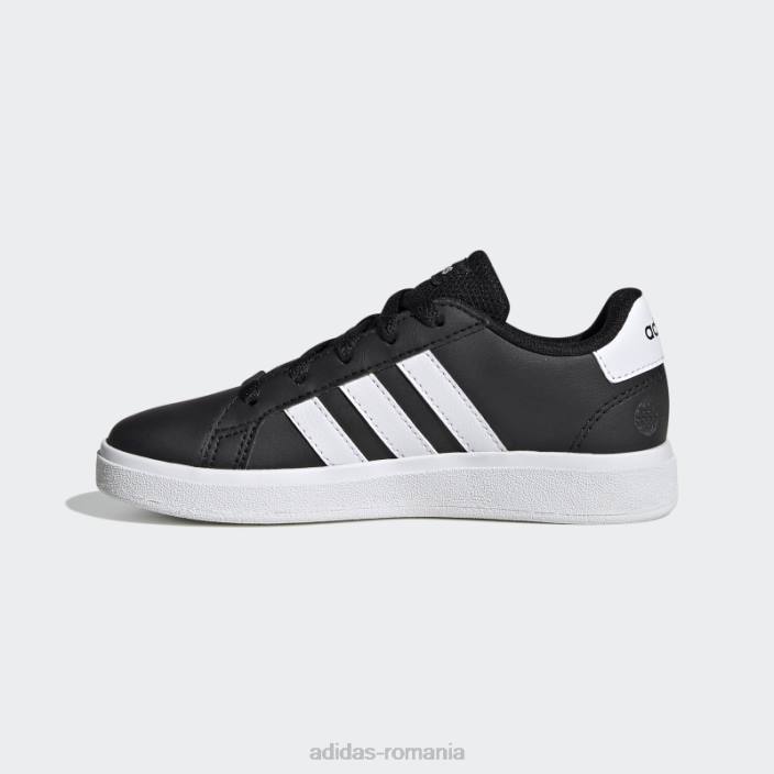 Adidas pantofi de tenis grand court lifestyle cu șireturi albi copii alb negru 2JBN17697