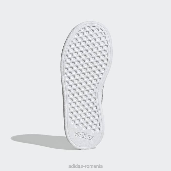 Adidas pantofi de tenis grand court lifestyle cu șireturi argintii copii alb/argintiu 2JBN11260